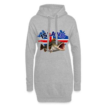 Pêche à la morue en Islande - Sweat-shirt à capuche long Femme - gris chiné - Devant