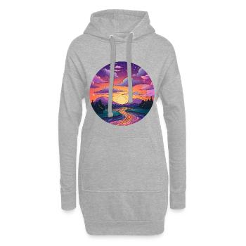 Sonnenuntergang am Flussufer - Hoodie-Kleid - Grau meliert - Vorne