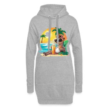 Strandlama mit Sonnenbrille - Hoodie-Kleid - Grau meliert - Vorne