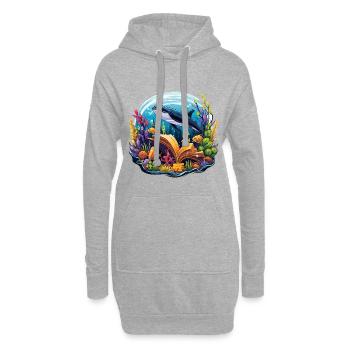 Paradis de livres sous-marins avec la baleine - Sweat-shirt à capuche long Femme - gris chiné - Devant