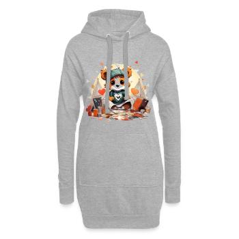 Un panda câlin dans la conception de tentes - Sweat-shirt à capuche long Femme - gris chiné - Devant