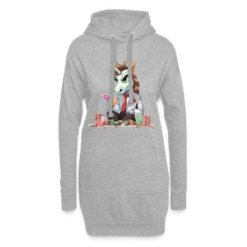 Unicorn Poker im Anzug - Hoodie-Kleid - Grau meliert - Vorne