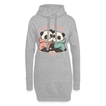 Süße Pandas im Hoodie: Kawaii Pastell Design - Hoodie-Kleid - Grau meliert - Vorne