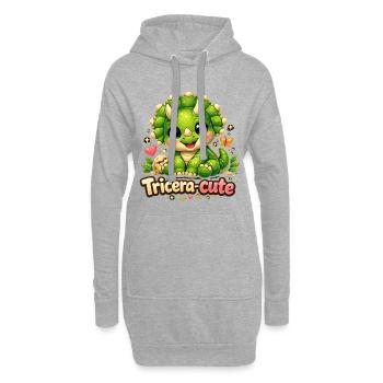 Tricera-cute: Süßer Triceratops Baby Dinosaurier - Hoodie-Kleid - Grau meliert - Vorne