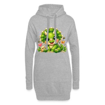 Süßer Triceratops – Kleiner Baby Dinosaurier - Hoodie-Kleid - Grau meliert - Vorne