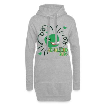 Dinosaurier Schulkind 2026 - Hoodie-Kleid - Grau meliert - Vorne