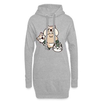 Kawaii-Schläger mit Beinprothese und Katzentrupp - Hoodie-Kleid - Grau meliert - Vorne