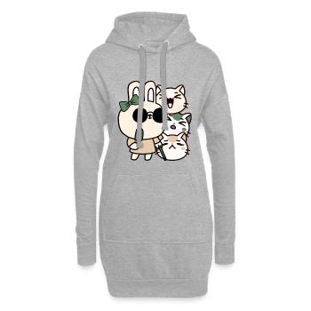 Blind Kawaii Bunny with White Cane and Cream - Hoodie Dress - heather grey - Front