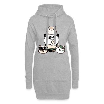 Kawaii Panda with Prosthetics and Team of Cats - Hoodie Dress - heather grey - Front
