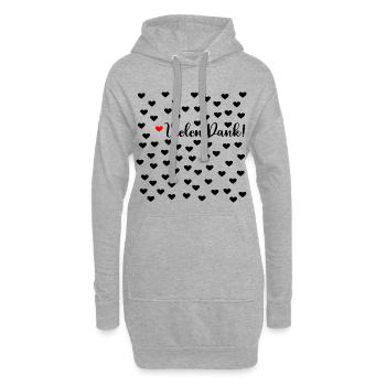 Dankbarkeit Vielen Dank Herzen - Hoodie-Kleid - Grau meliert - Vorne