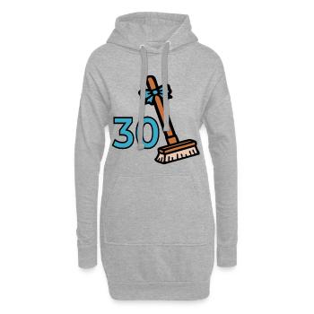 Besen 30. Geburtstag - Hoodie-Kleid - Grau meliert - Vorne