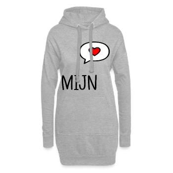 Beziehungsherz – Englisch My - Hoodie-Kleid - Grau meliert - Vorne