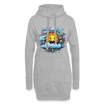 Sonne im Wolkenmeer - Hoodie-Kleid - Grau meliert - Vorne