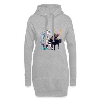 Einhorn am Klavier FarbenSinfonie - Hoodie-Kleid - Grau meliert - Vorne