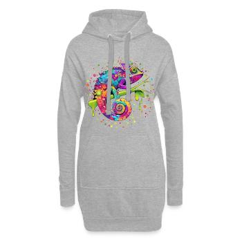 Chamäleon-Aquarellfantasie - Hoodie-Kleid - Grau meliert - Vorne