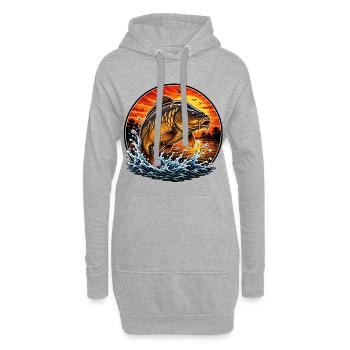 Sunset Mirror Carp Jump - Hoodie-Kleid - Grau meliert - Vorne