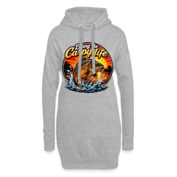 Das Karpfen-Leben leben Karpfenfischen - Hoodie-Kleid - Grau meliert - Vorne