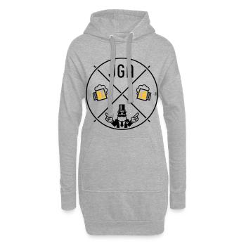 JGA Bräutigam Handzeichen Bier Kreis Symbol POS 2C - Hoodie-Kleid - Grau meliert - Vorne
