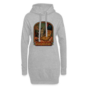 Pizza Abend Katze Stay Positive - Hoodie-Kleid - Grau meliert - Vorne