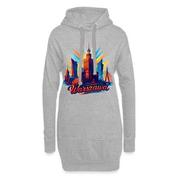 Warschau Skyline: Modernes Epos in Bunten Farben - Hoodie-Kleid - Grau meliert - Vorne
