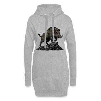 Sanglier Sauvage Boar Chasse Foret - Sweat-shirt à capuche long Femme - gris chiné - Devant