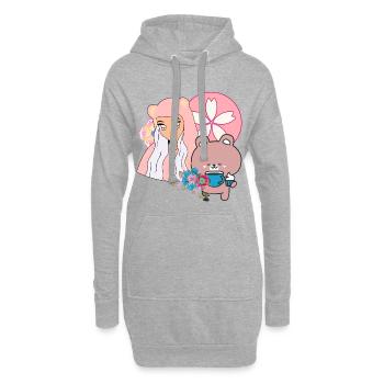 Kawaii Bär & Inklusive Teezeit - Hoodie-Kleid - Grau meliert - Vorne