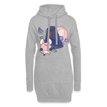Chauve-souris Kawaii & Prothèse magique - Sweat-shirt à capuche long Femme - gris chiné - Devant