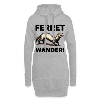 Frettchen-Wander-Frettchen-Erkundung beim Durchstöbern - Hoodie-Kleid - Grau meliert - Vorne