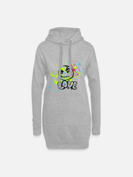 Neon Splatter Chaos - Hoodie-Kleid - Grau meliert