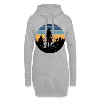 Randonneur au coucher rétro - Sweat-shirt à capuche long Femme - gris chiné - Devant