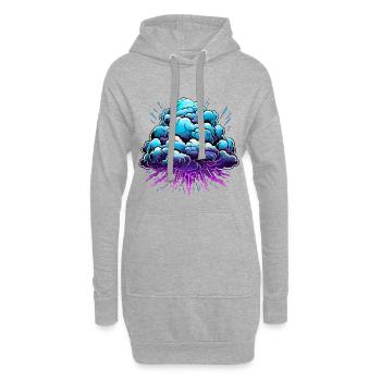 Blauer Wolkenknall Neon Burst - Hoodie-Kleid - Grau meliert - Vorne