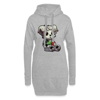Kleiner Koala im Hoodie mit Becher - Hoodie-Kleid - Grau meliert - Vorne