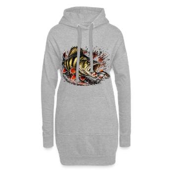 Explosives Barsch-Raubtierfisch-Design - Hoodie-Kleid - Grau meliert - Vorne