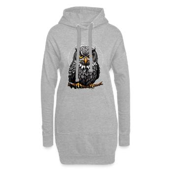 Kleiner wilder Waldkautz - Hoodie-Kleid - Grau meliert - Vorne