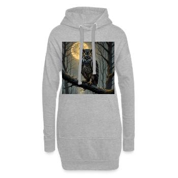 Nächtlicher Uhu im Mondwald - Hoodie-Kleid - Grau meliert - Vorne