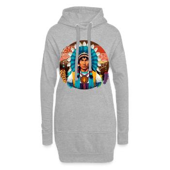Portrait puissant du chef amérindien - Sweat-shirt à capuche long Femme - gris chiné - Devant