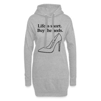 Life is short. Buy the heels. Line Art - Hoodie-Kleid - Grau meliert - Vorne