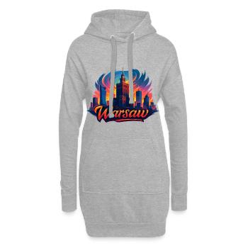 Warschau Skyline Kunst – Bunt & Modern - Hoodie-Kleid - Grau meliert - Vorne