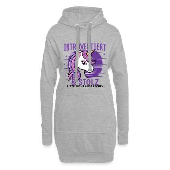 Introvertiert & stolz – Einhorn Humor - Hoodie-Kleid - Grau meliert - Vorne