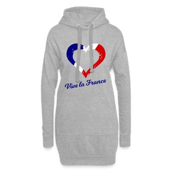 Vive la France Herzflagge - Hoodie-Kleid - Grau meliert - Vorne