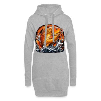 Conception de la pêche à la carpe koi orange - Sweat-shirt à capuche long Femme - gris chiné - Devant