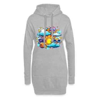 Sonnenfreuden im Wolkenkreis - Hoodie-Kleid - Grau meliert - Vorne