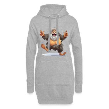 Fröhlicher Bigfoot Cartoon - Hoodie-Kleid - Grau meliert - Vorne