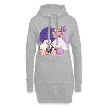 Anime Boy et Animaux avec un dessin cache-œil - Sweat-shirt à capuche long Femme - gris chiné - Devant
