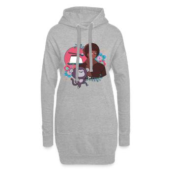 Garçon d’anime et singe de football avec prothèse - Sweat-shirt à capuche long Femme - gris chiné - Devant