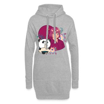Kawaii Panda & Sommerprothese - Hoodie-Kleid - Grau meliert - Vorne