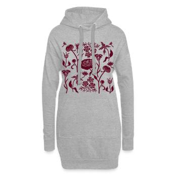 Pivoines pour toujours L Pivoines botaniques L Vin rouge - Sweat-shirt à capuche long Femme - gris chiné - Devant