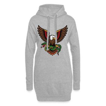 Aigle et serpent style tattoo old school - Sweat-shirt à capuche long Femme - gris chiné - Devant