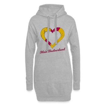 Herz im Badnerland Stil - Hoodie-Kleid - Grau meliert - Vorne