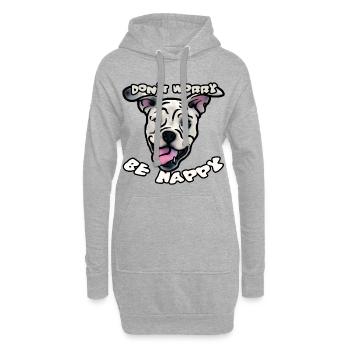 "Don't worry - be happy" Dogo Argentino - Hoodie-Kleid - Grau meliert - Vorne